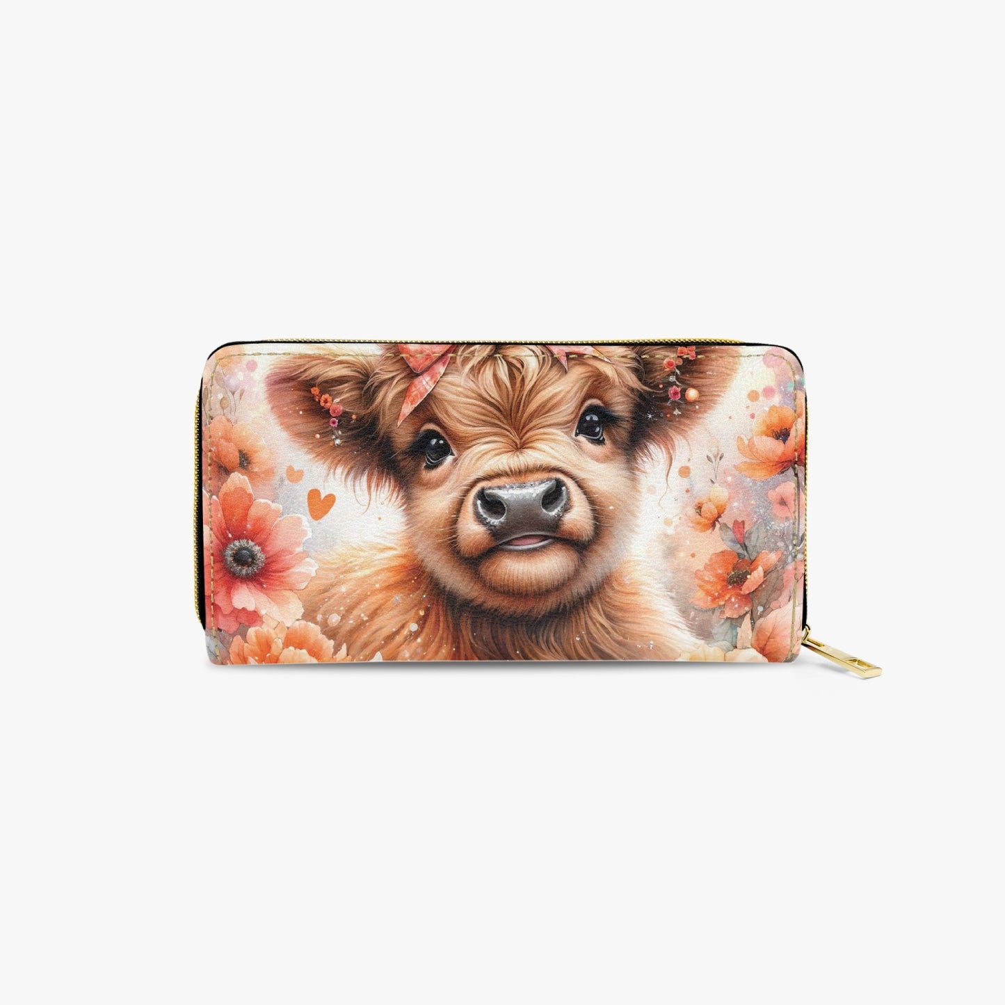 Long Type Zipper Purse - Highland Cow