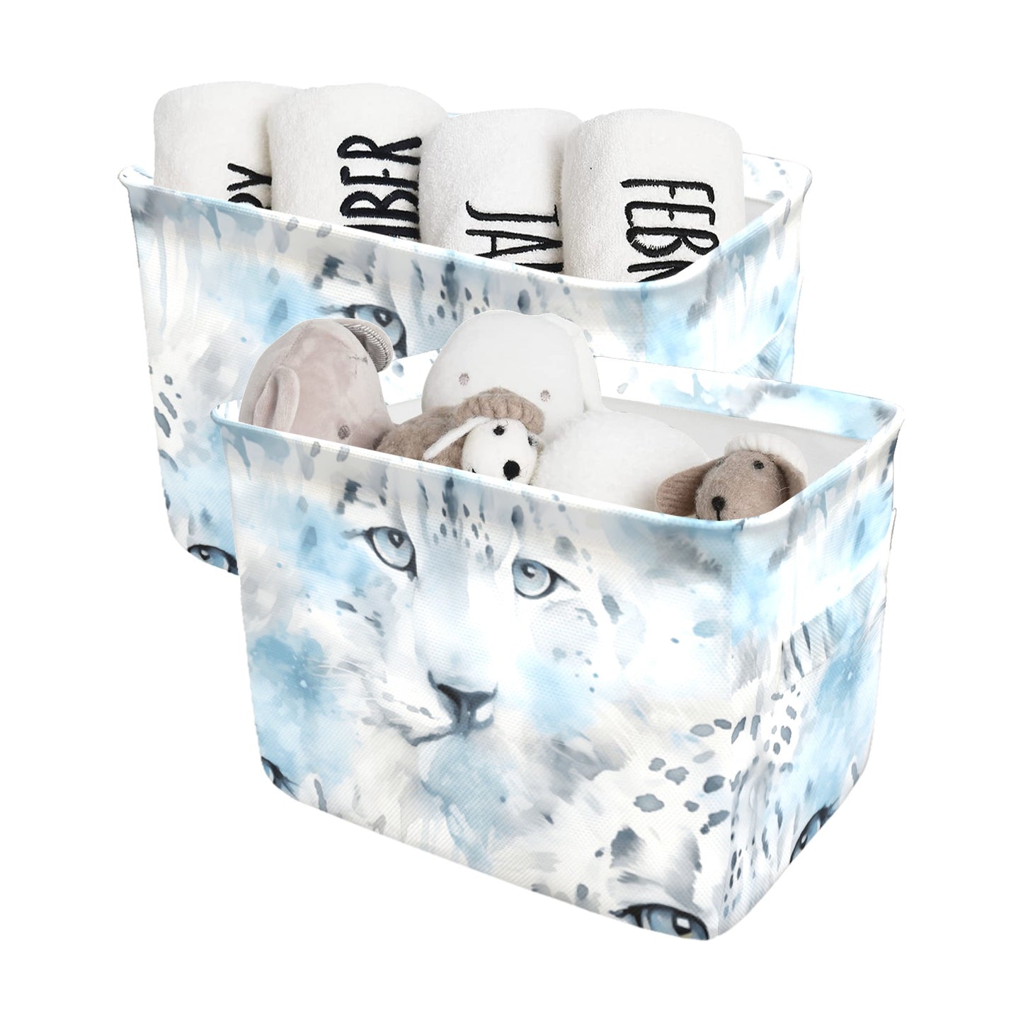 White Leopard Fabric Storage Basket