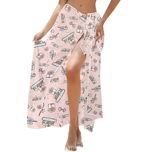 Pink Christmas Presents Long Beach Sarong Wrap