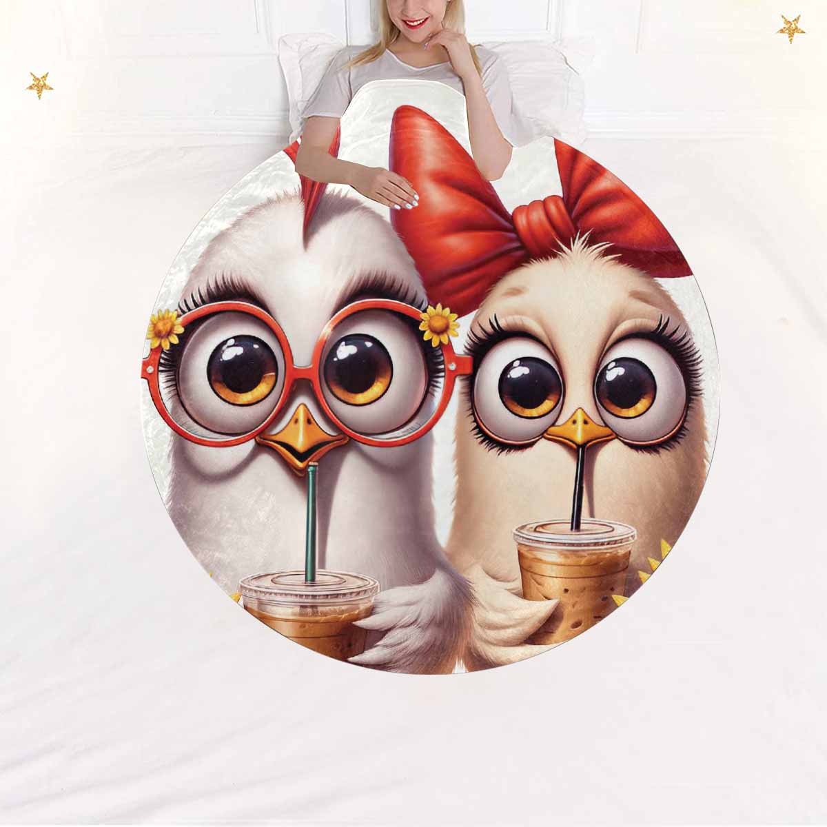 Chickens_Awd35170  Circular Micro Fleece Blanket 47"