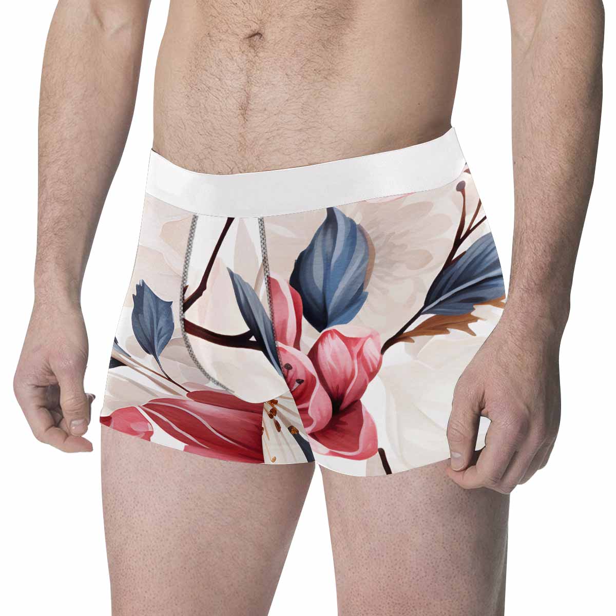 Pink Floral  Men's All Over Print Boxer Briefs (Made In AUS)