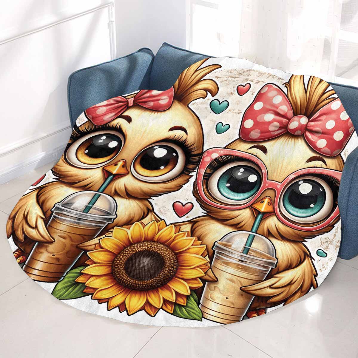 Chickens_Awd35164  Circular Micro Fleece Blanket 47"