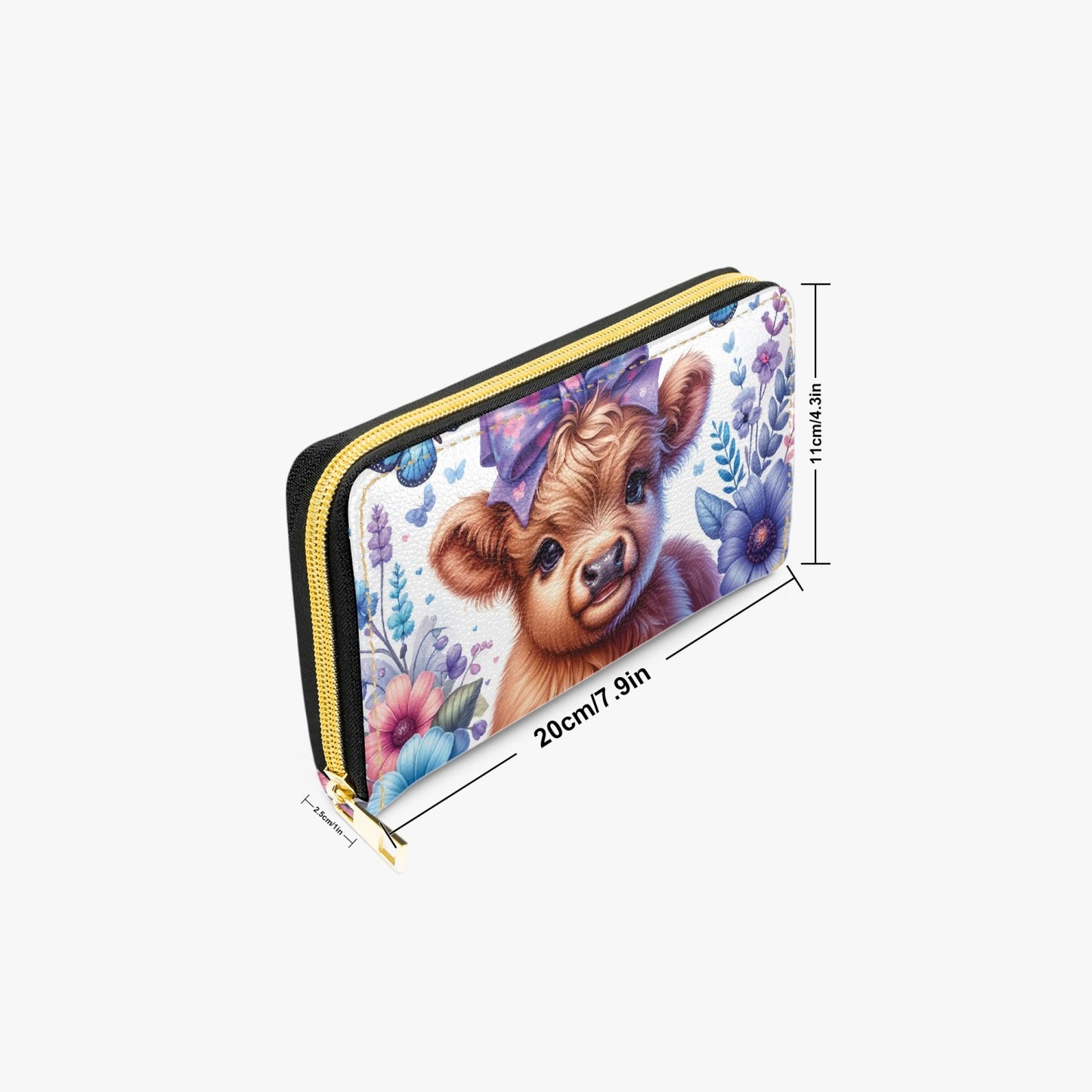 Long Type Zipper Purse - Highland Cow