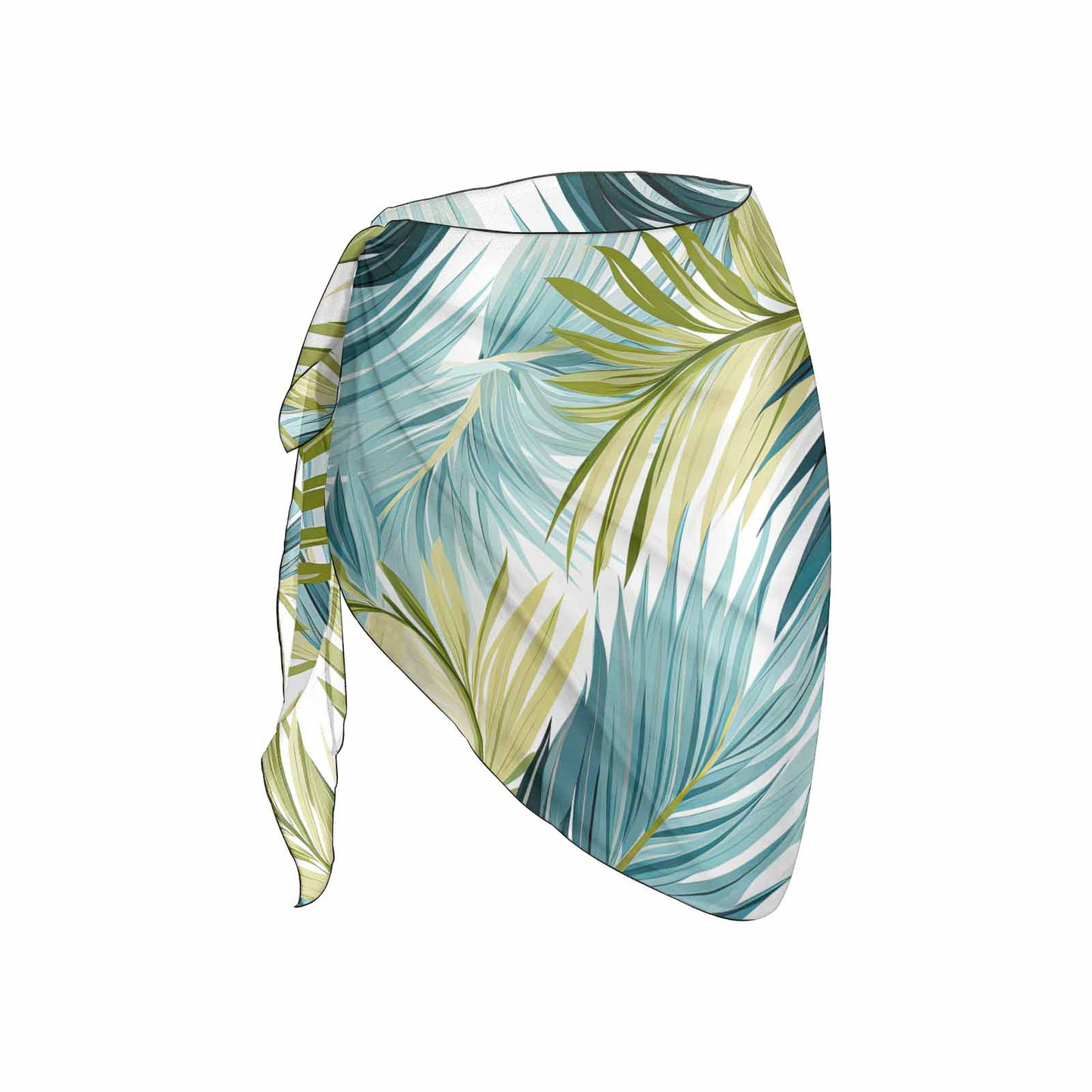 Palm Leaves Blue Green  Women's Beach Sarong Wrap