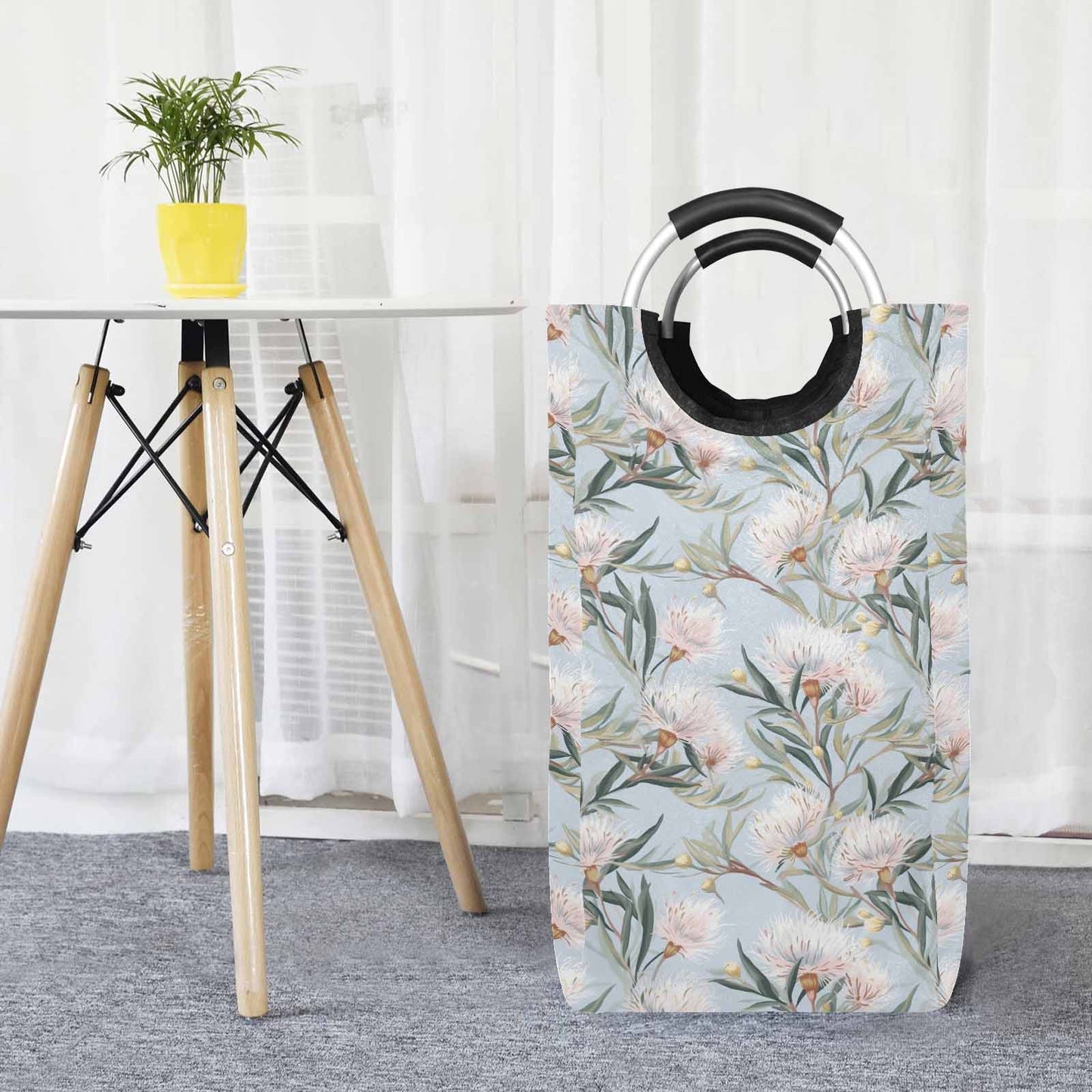 Australian Floral Blue  Square Laundry Basket