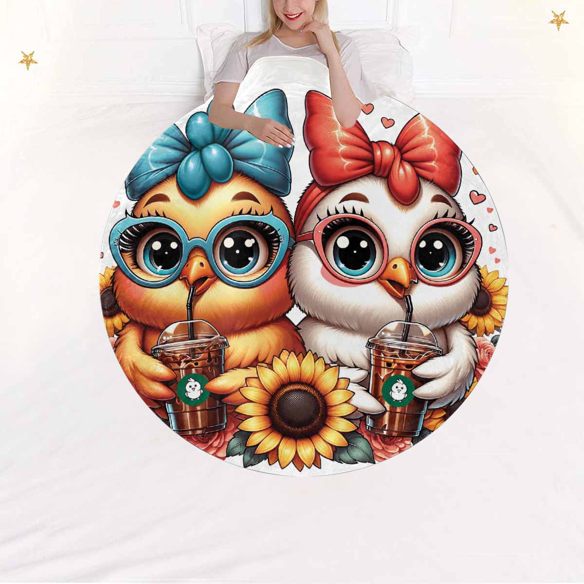 Chickens_Awd35172  Circular Micro Fleece Blanket 47"