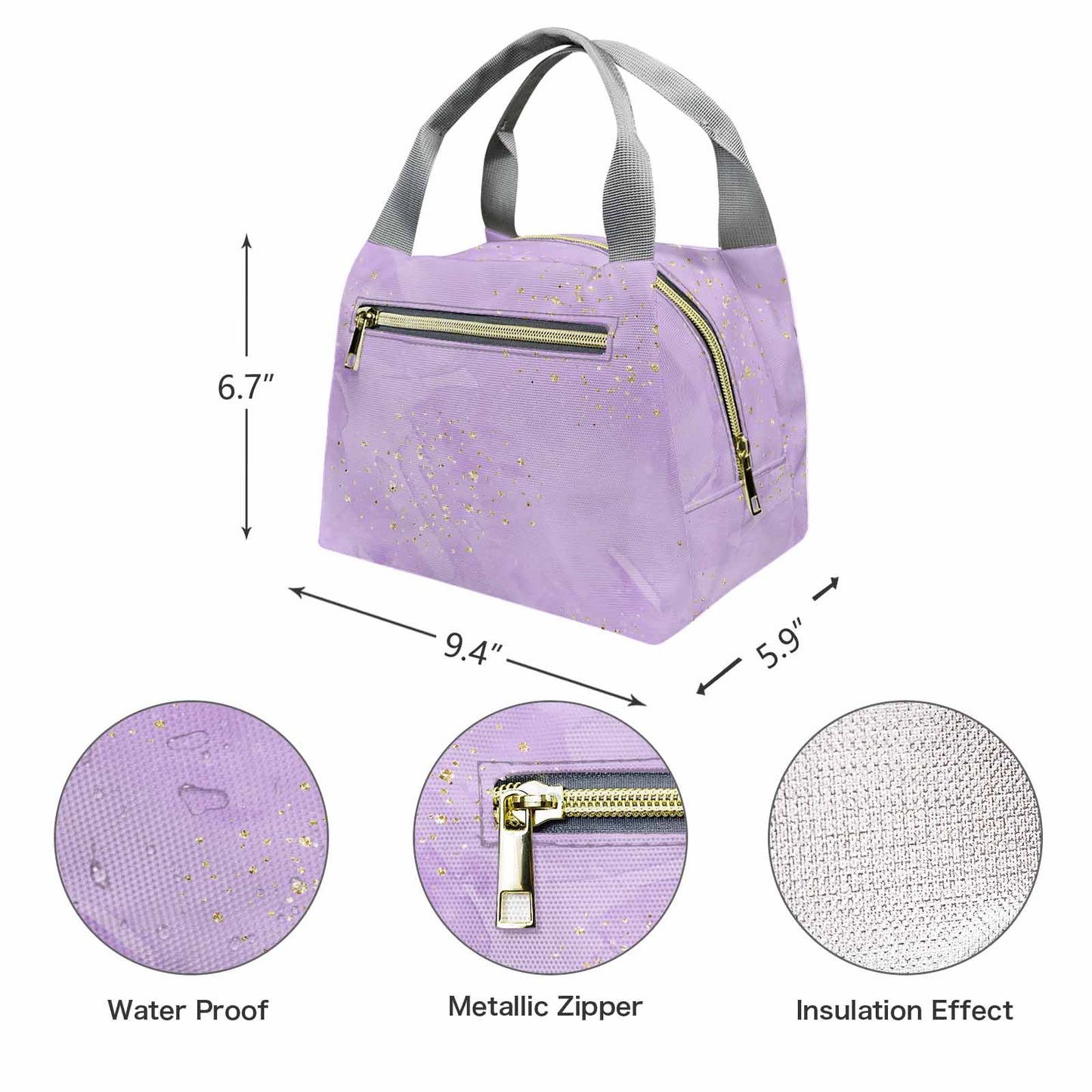 Purple Dreams  Portable Lunch Bag-Grey Handle