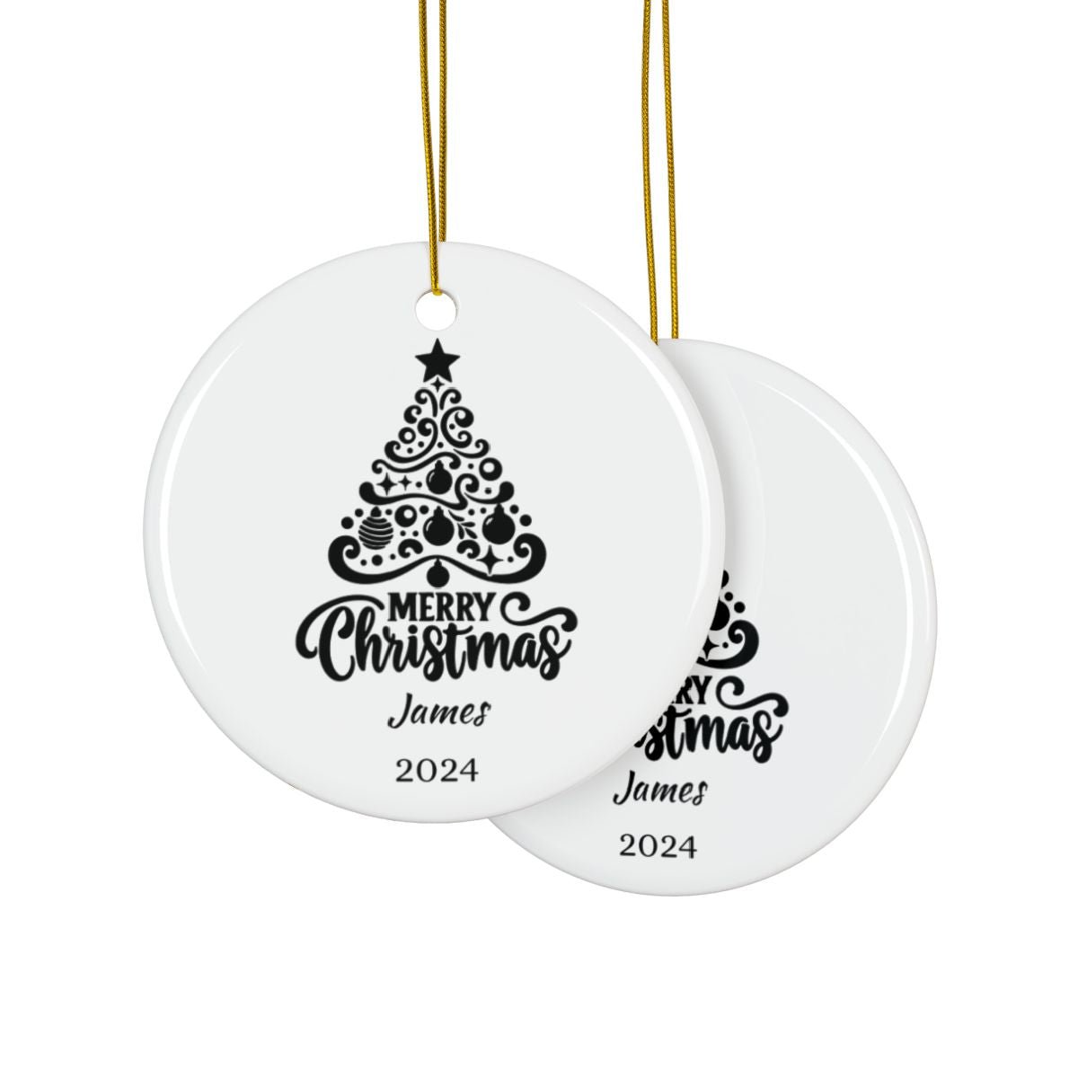 Personalized Christmas Ornament, Ceramic Holiday Decor, Custom Christmas Tree Decoration, Name Ornament, Unique Christmas Gift, Xmas Keepsake