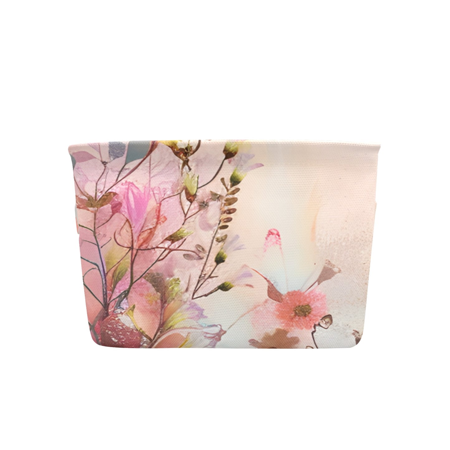 Pink Floral Fabric Storage Basket