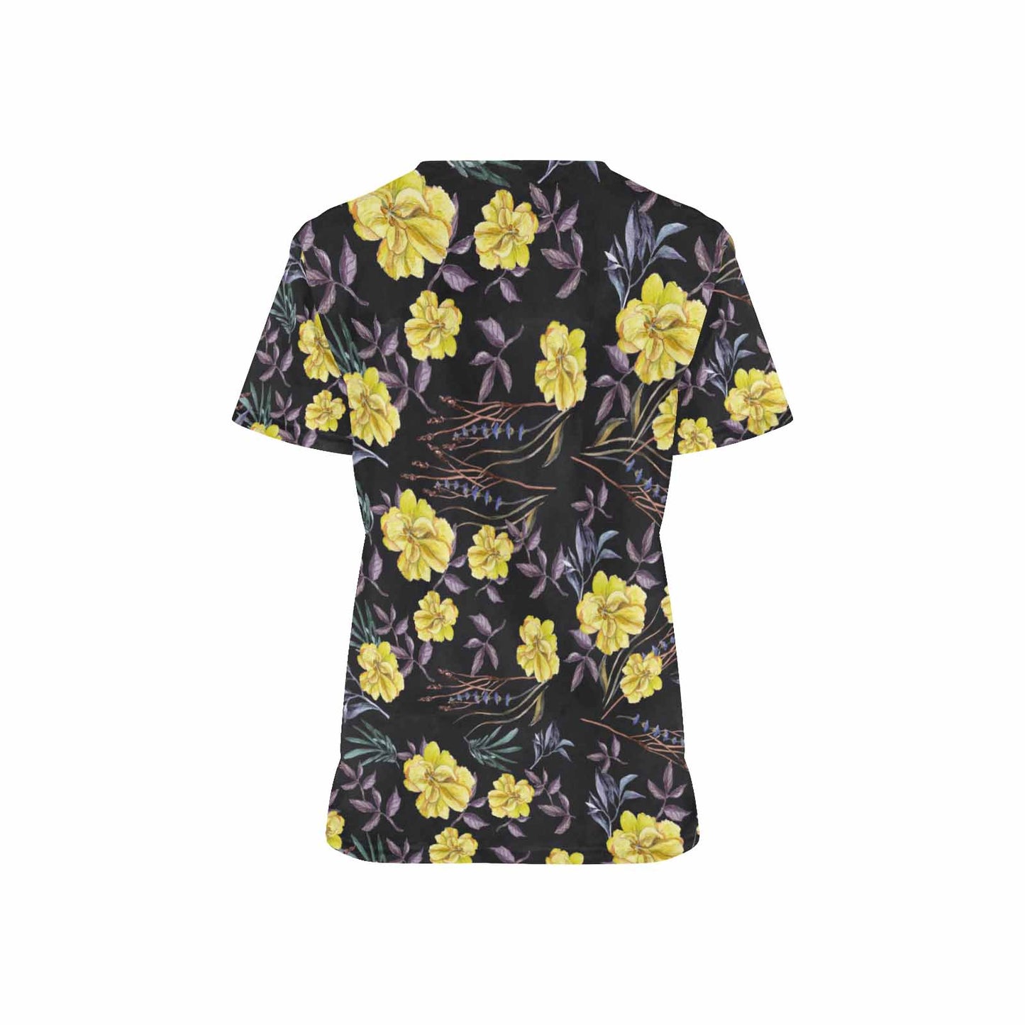 Yellow Iris   Women's V Neck Scrub Top Nurse Uniform with Deep Front Pockets