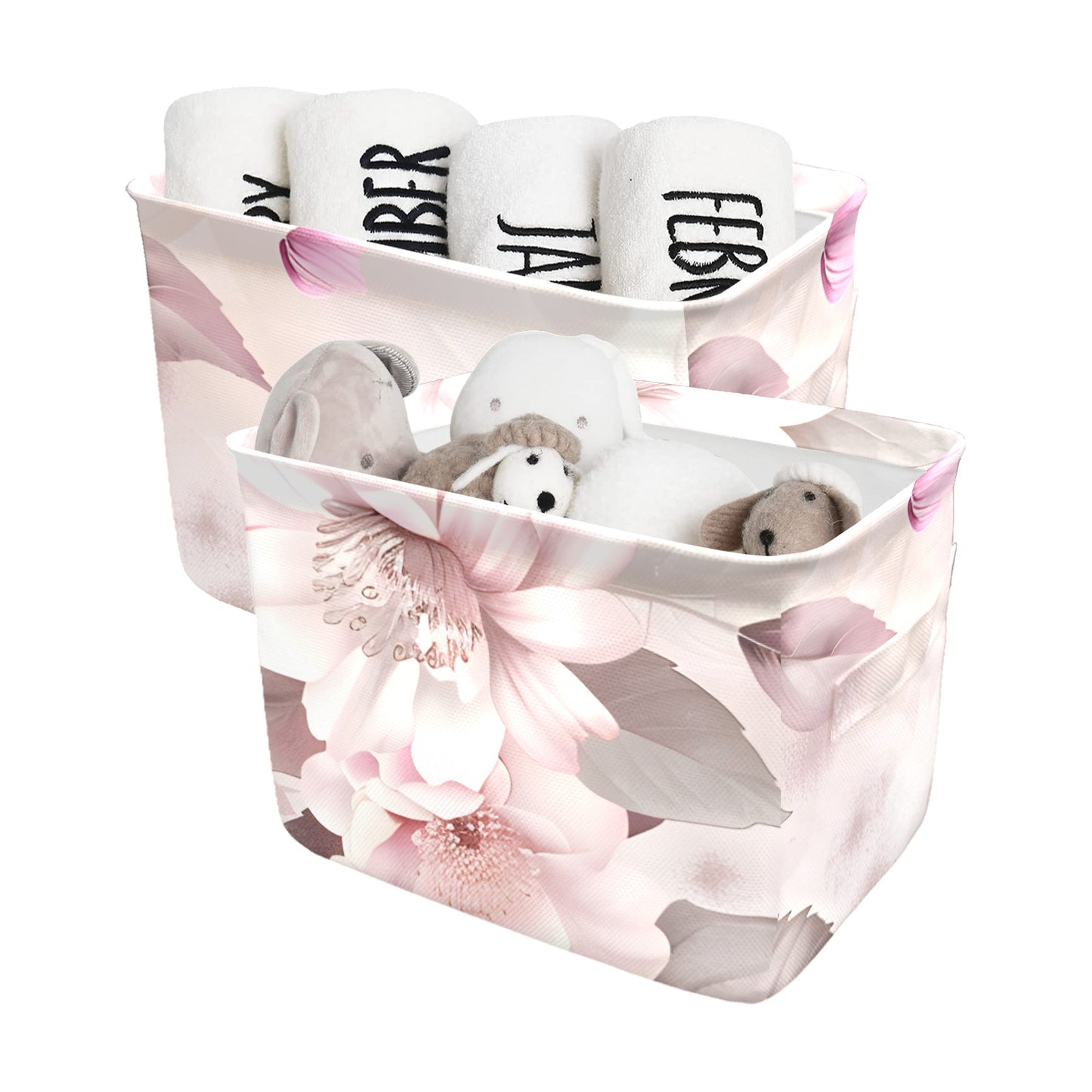 Pink Roses Fabric Storage Basket