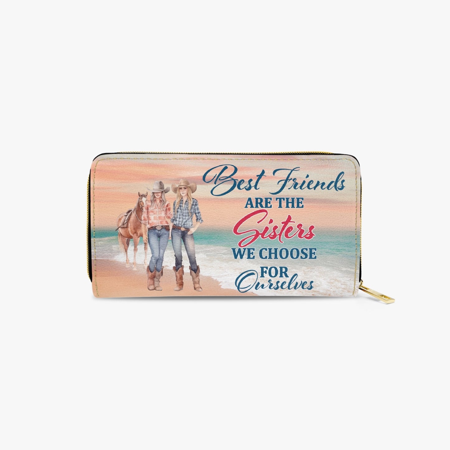 Long Type Zipper Purse -  Beach, Horses, Best Friends