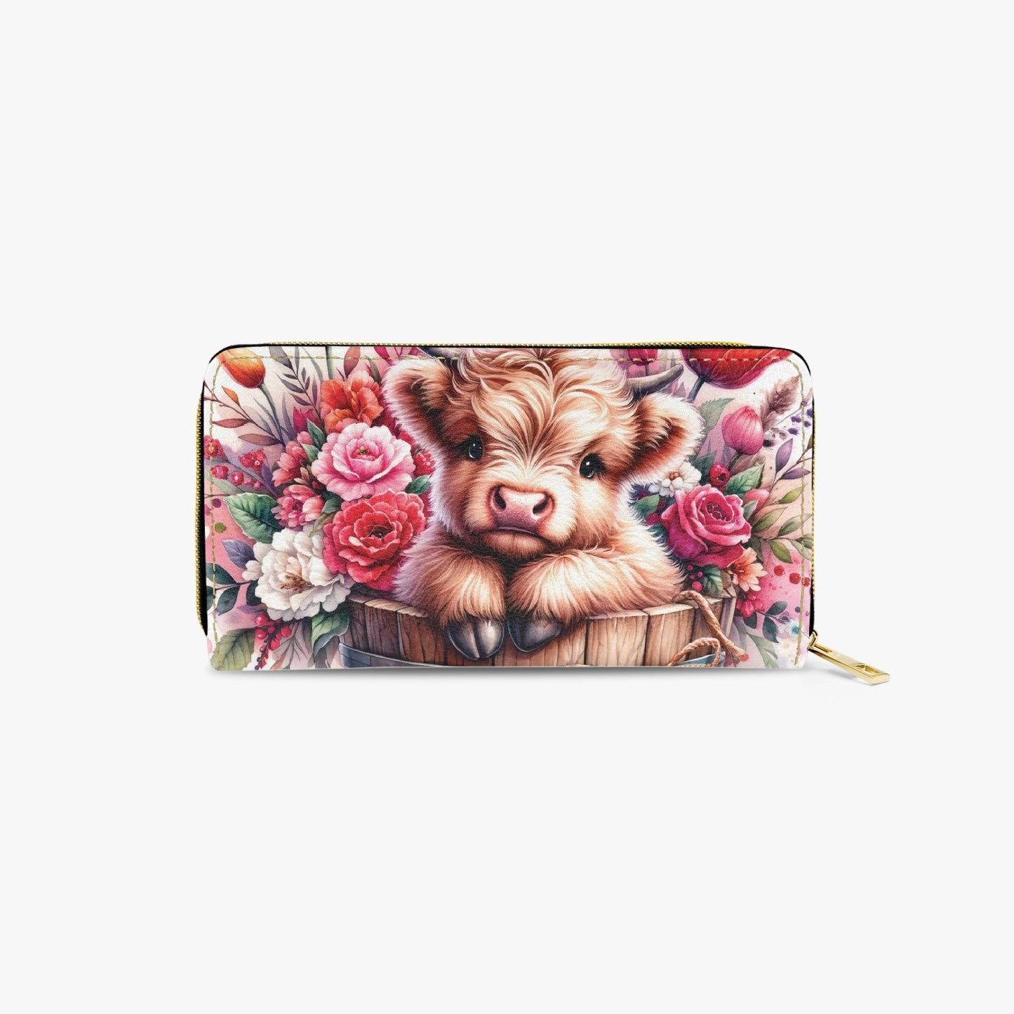 Long Type Zipper Purse - Highland Cow