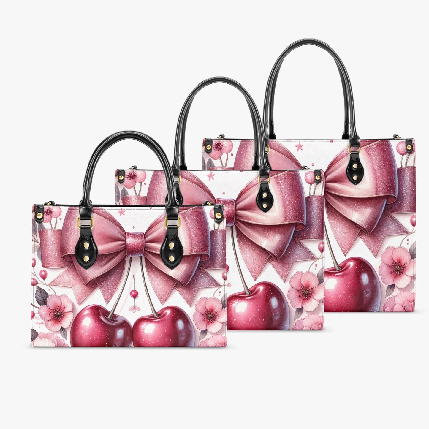 Women's Tote Bag - Ribbons and Cherries - Cherry Chantilly