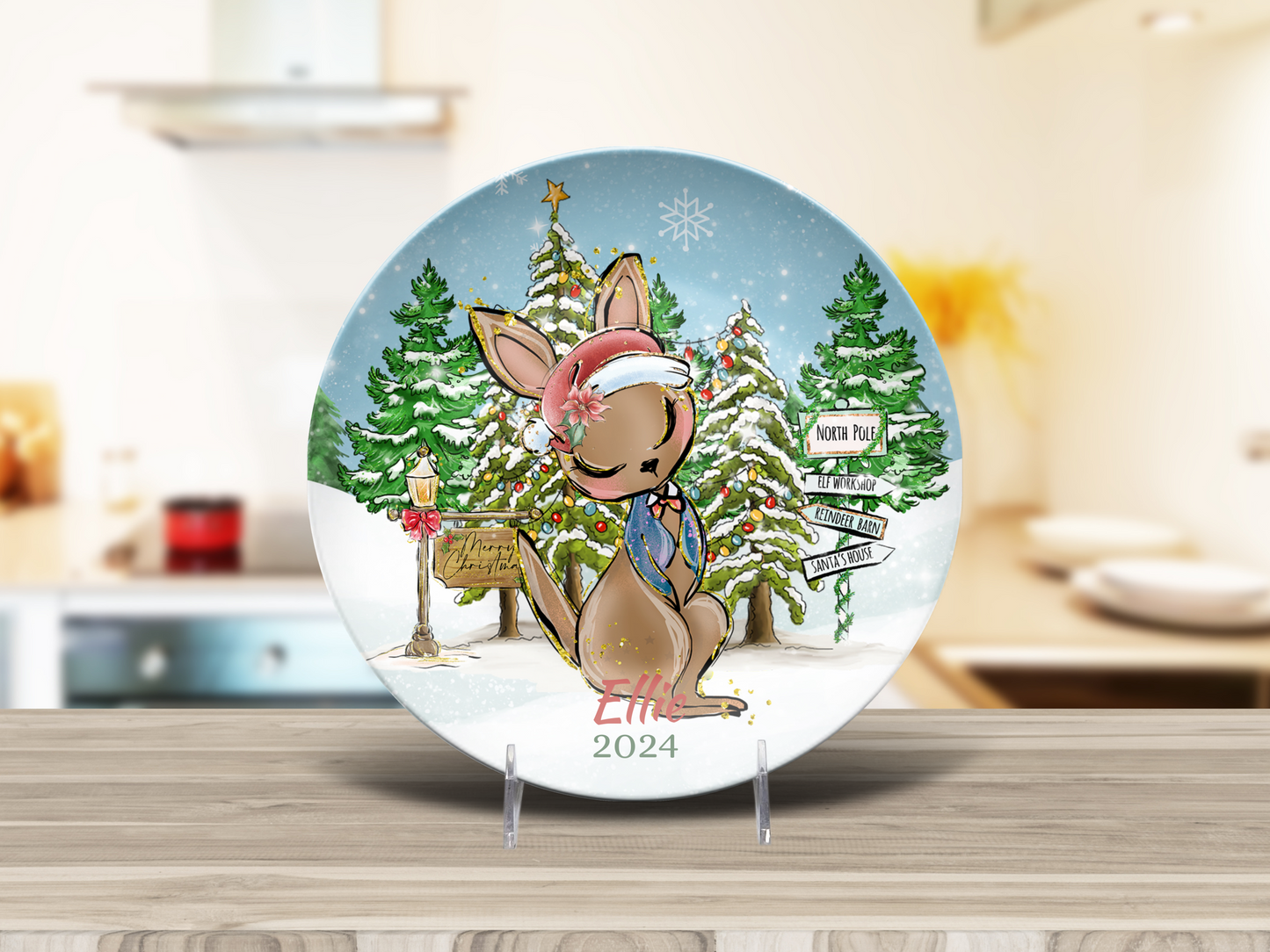 Kangaroo Personalised Christmas Plate