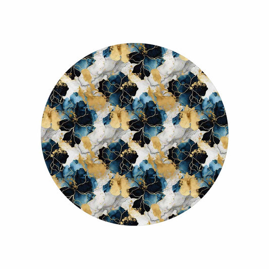 Blue Ink Floral  Circular Micro Fleece Blanket 60"