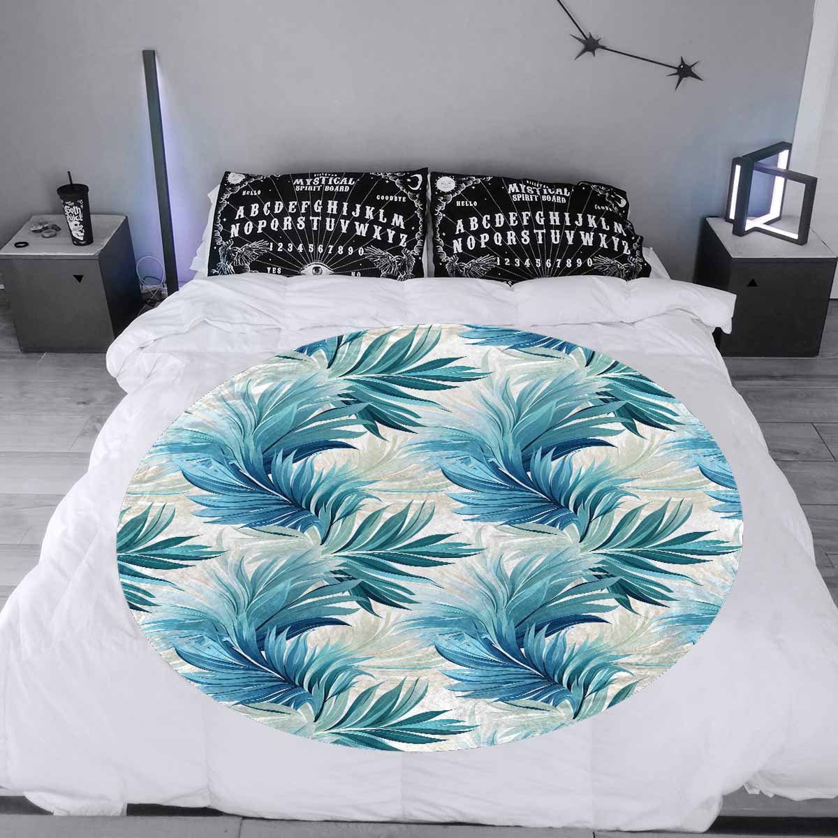 Blue Palms  Circular Micro Fleece Blanket 60"