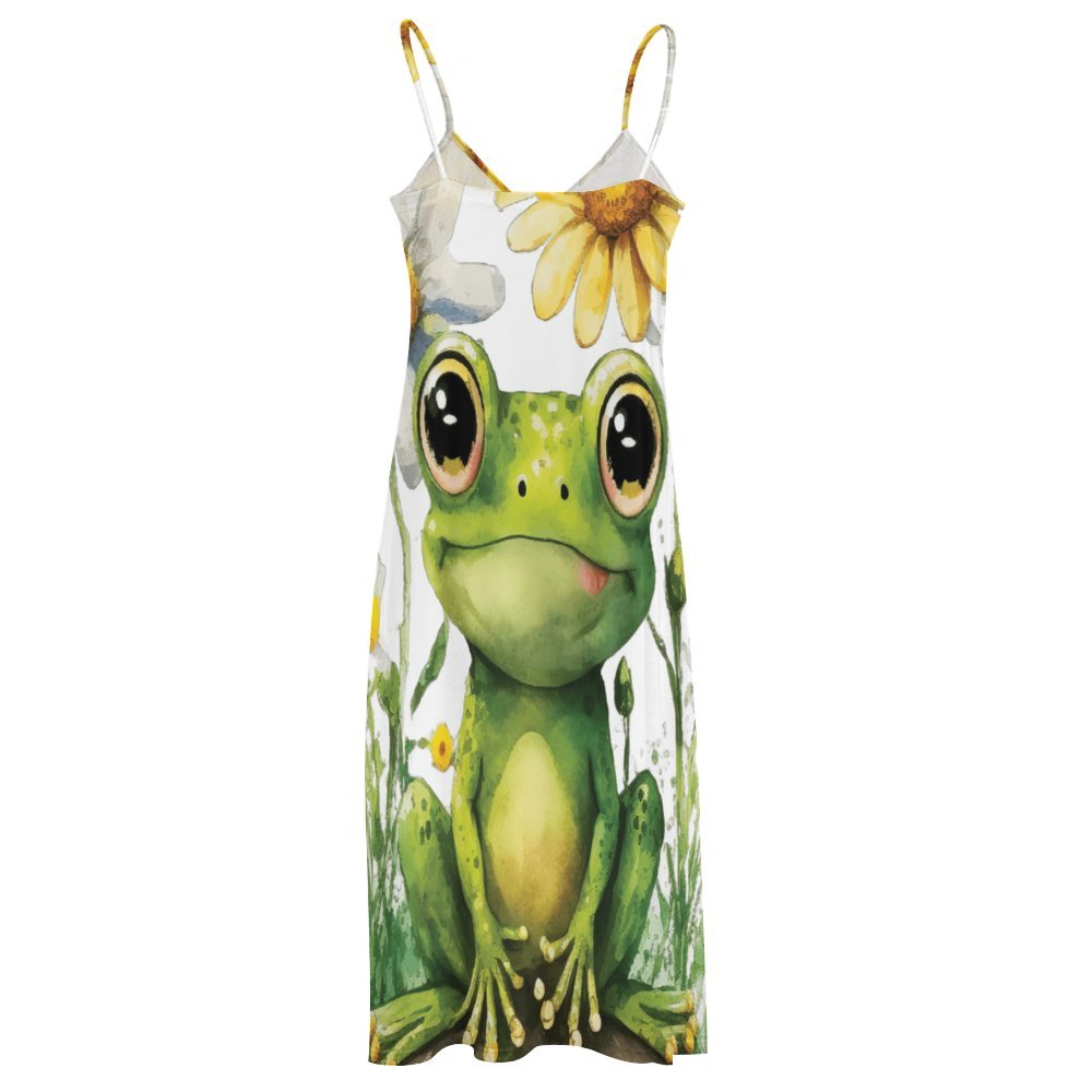 Frog Spaghetti Strap Ankle-Length Dress Long dress