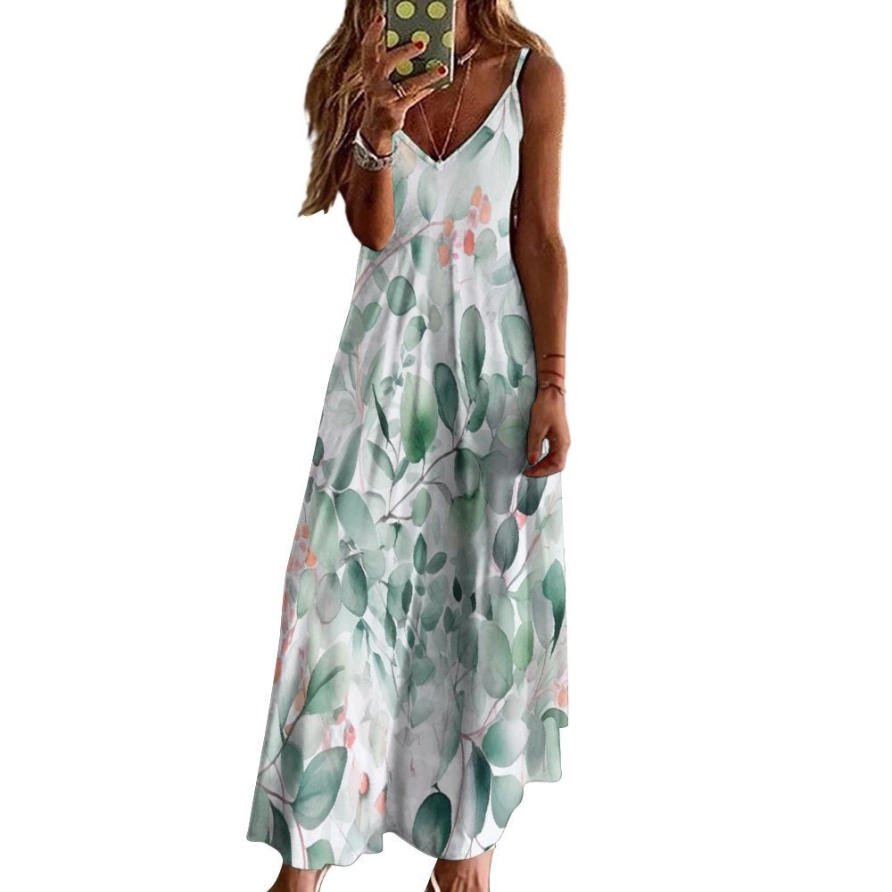 Australian Eucalyptus Spaghetti Strap Ankle-Length Dress Long dress