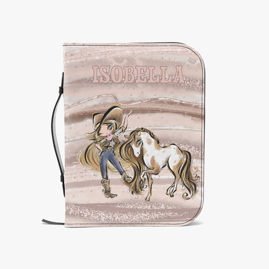 Book Cover, Bible Cover, Howdy, Cowgirl and Horse, Blonde Hair, Blue Eyes