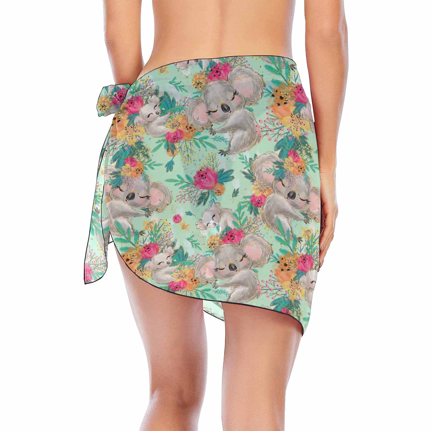 Australian Animals Koala Mint  Women's Beach Sarong Wrap