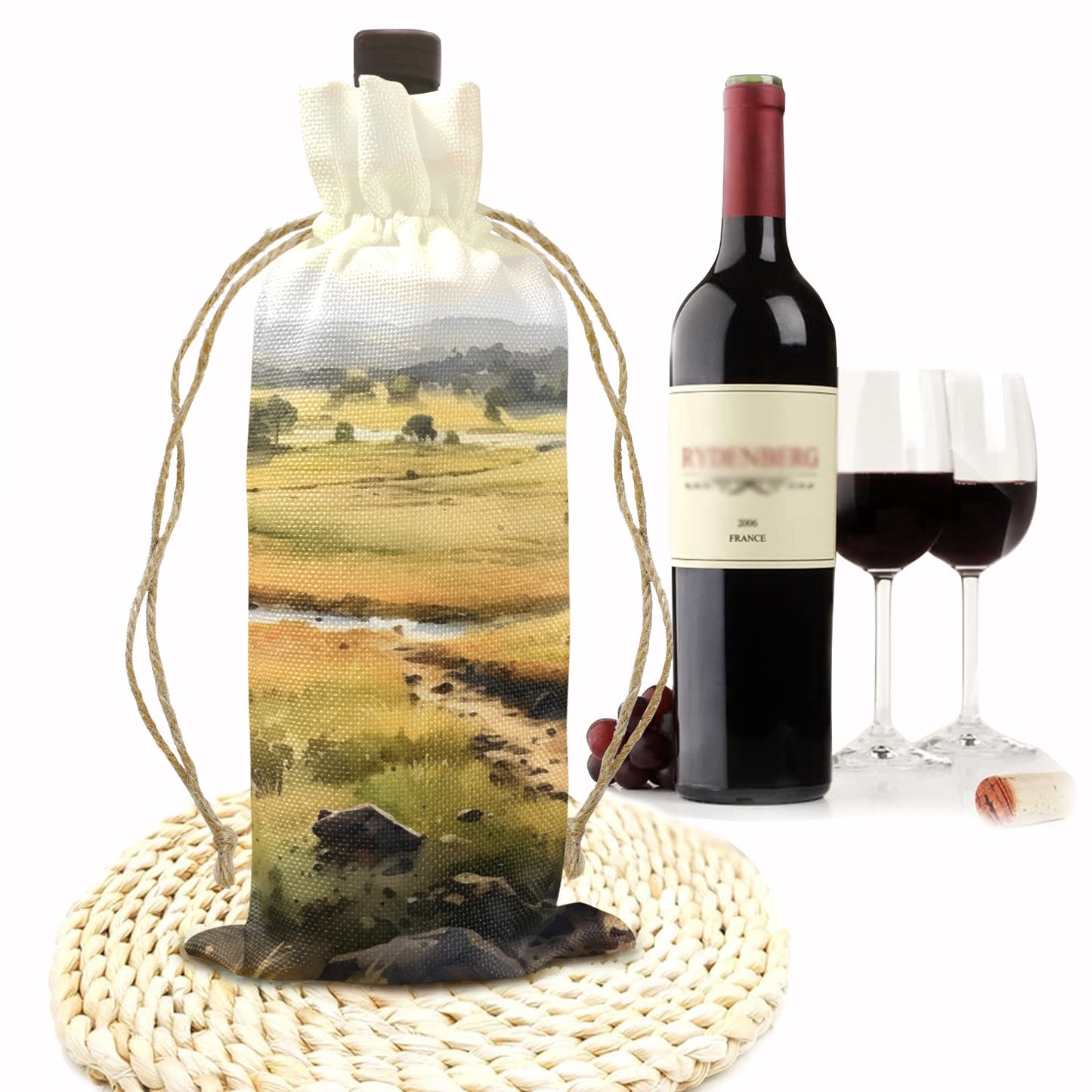 australia 4 Linen Wine Bottle Bag