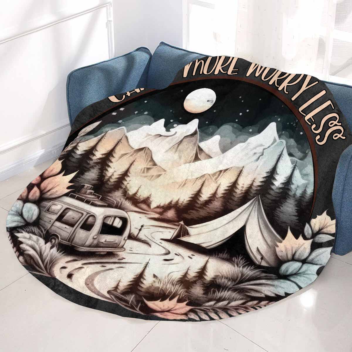 Camping_Awd35155  Circular Micro Fleece Blanket 47"