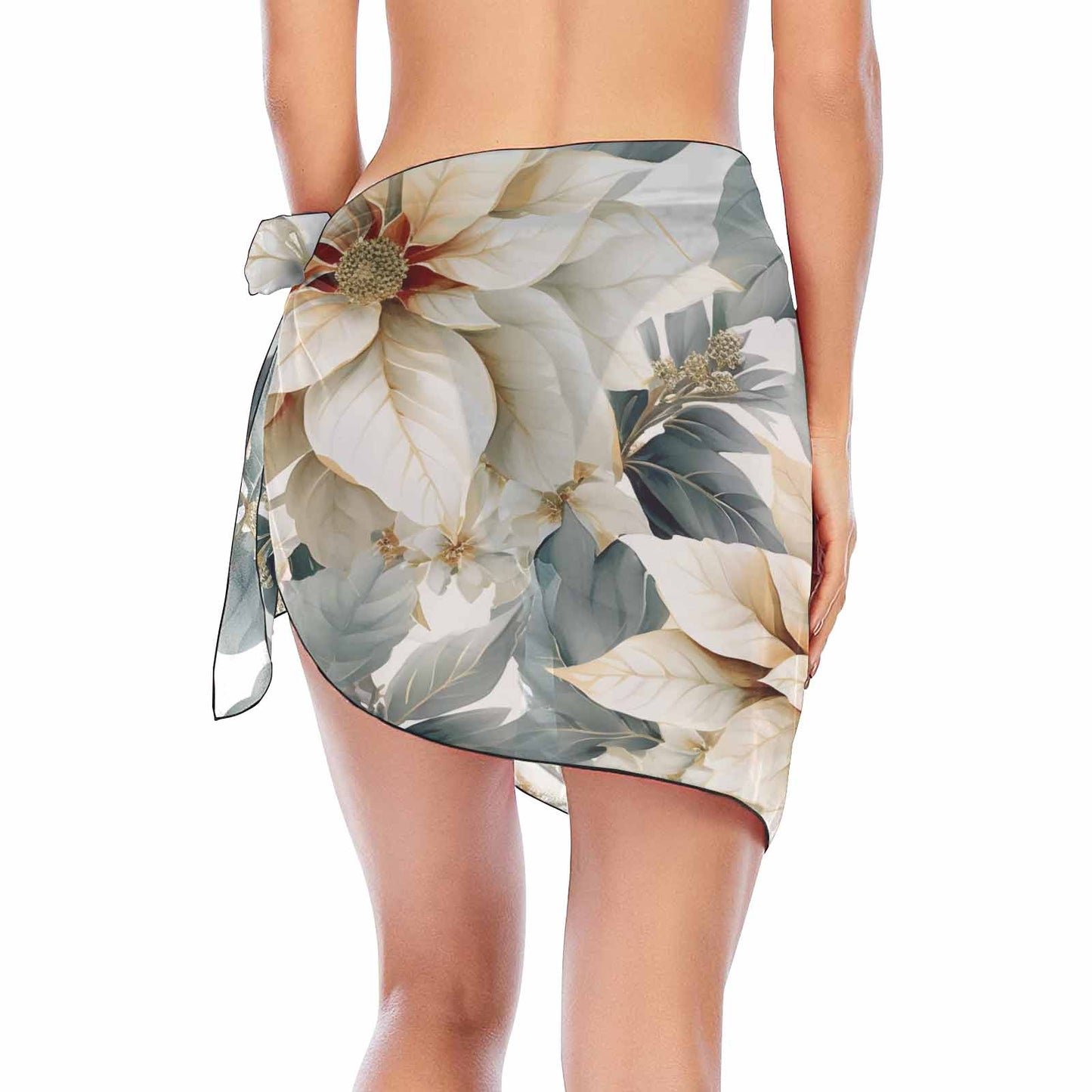 Grey Poinsettia 50  Women's Beach Sarong Wrap