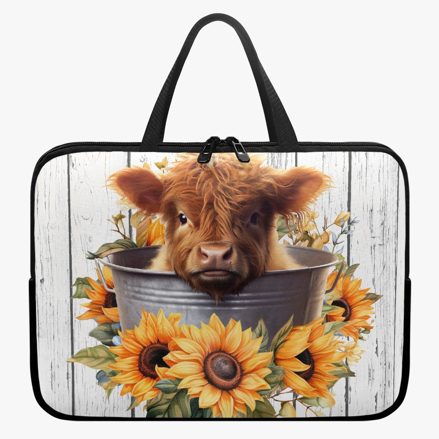 Laptop Sleeve with handles - Highland Cow