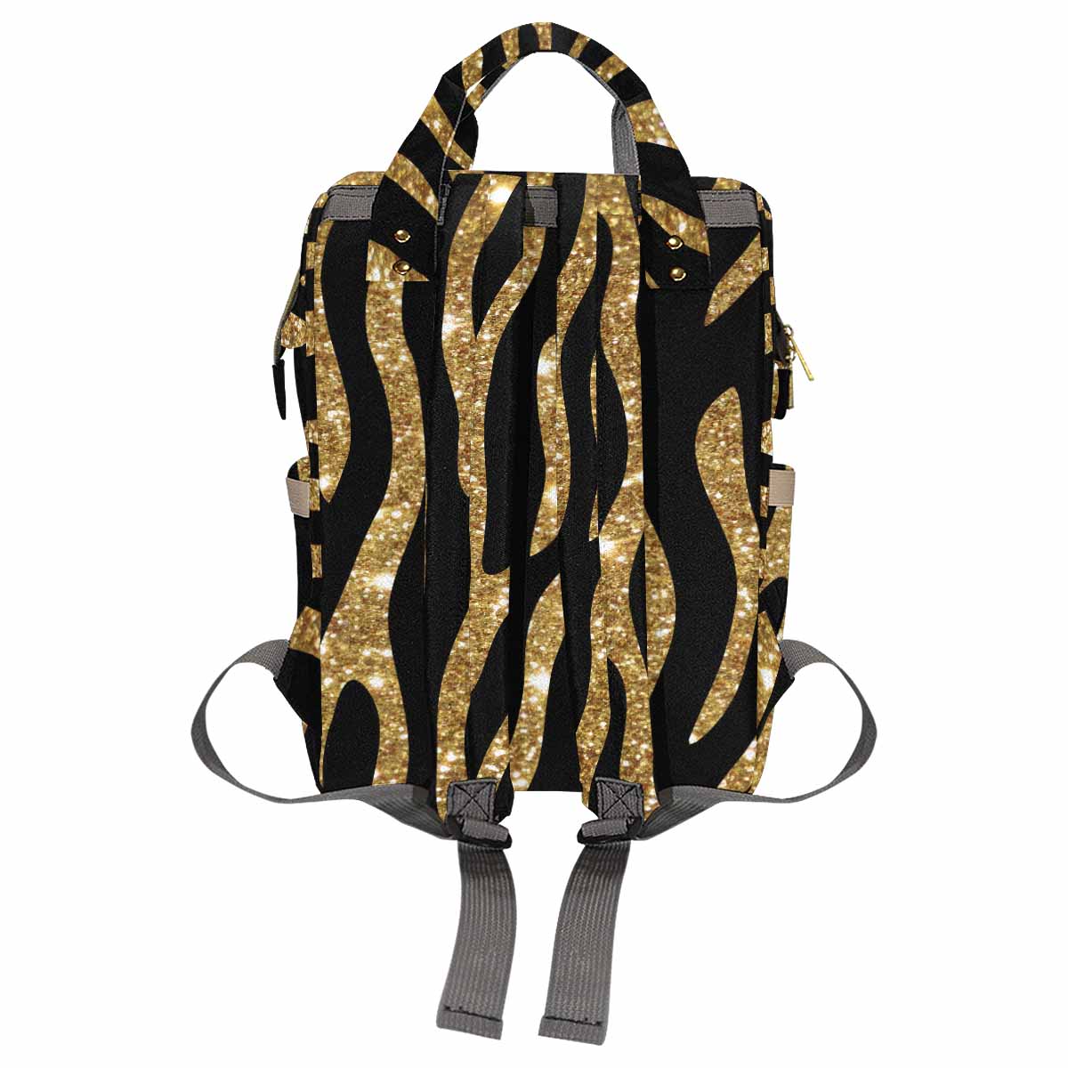 Black and Gold Glitter Leopard Print Diaper Bag Backpack