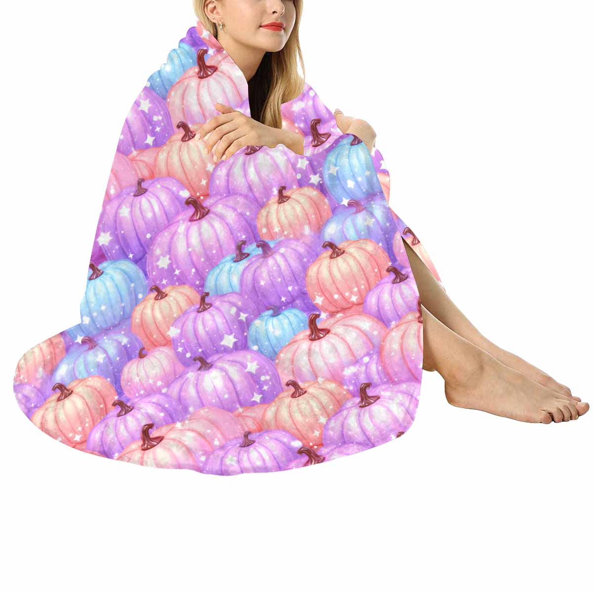 Pastel Pumpkin  Circular Micro Fleece Blanket 60"