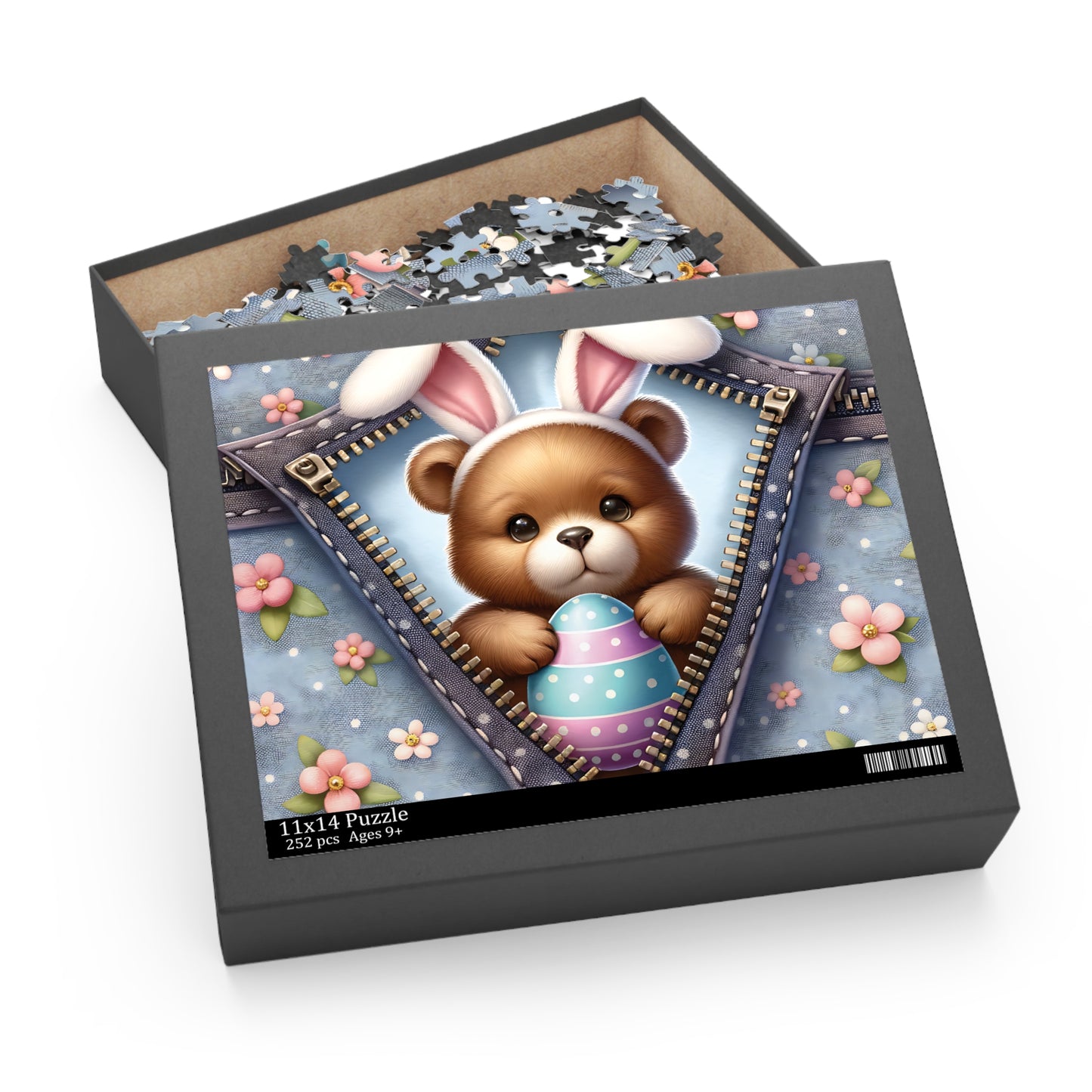 Personalised/Non-Personalised Puzzle, Easter, Bear with Bunny ears (120, 252, 500-Piece)