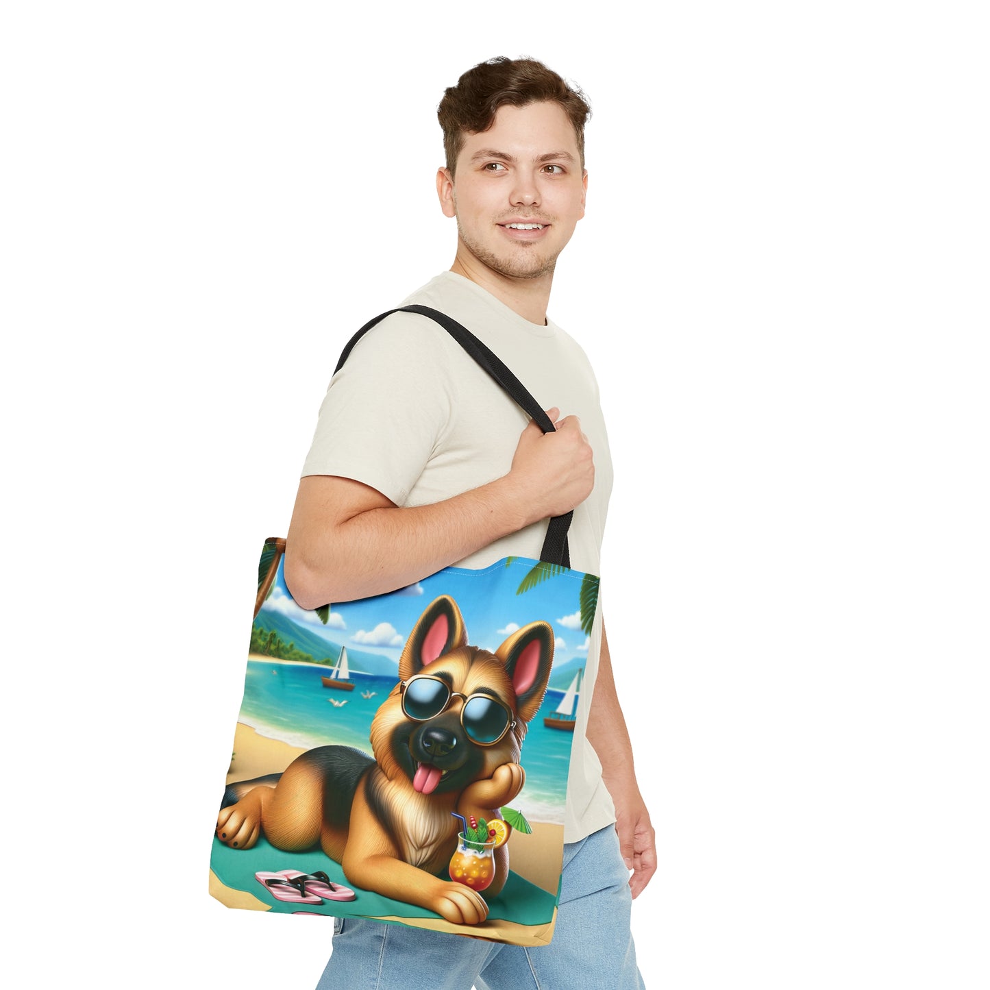 Tote Bag, Dog on Beach, German Shepherd, Tote bag, awd-1212