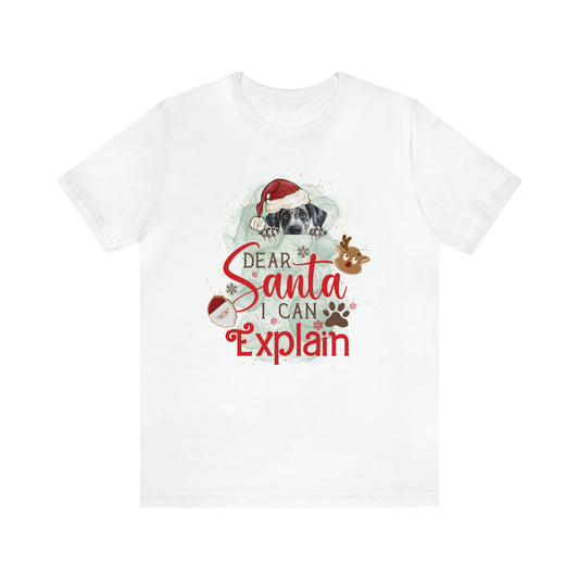 Unisex Jersey Short Sleeve Tee, Dog Paws, Dear Santa I Can Explain, Dear Santa Tee, Christmas Tee, Super Soft 9 Sizes