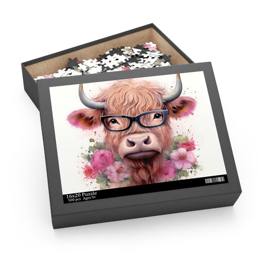 Personalised/Non-Personalised Puzzle, Highland Cow (120, 252, 500-Piece)