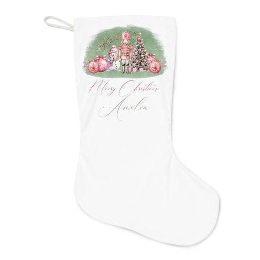 Personalised Santa Stocking, Sage Christmas Nutcracker