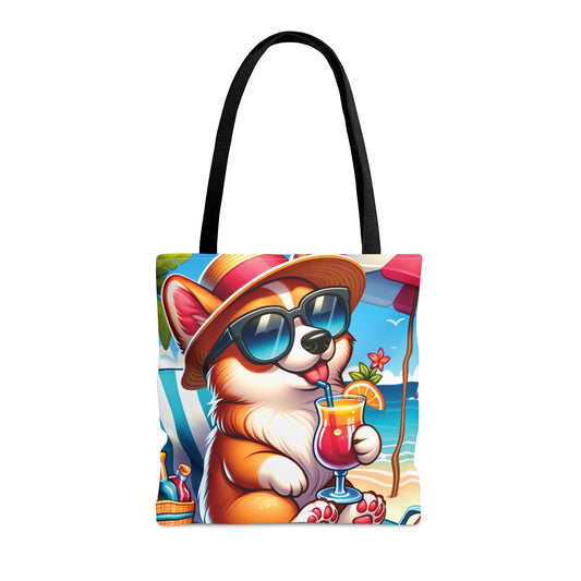 Tote Bag, Dog on Beach, Corgi, Tote bag, awd-1207