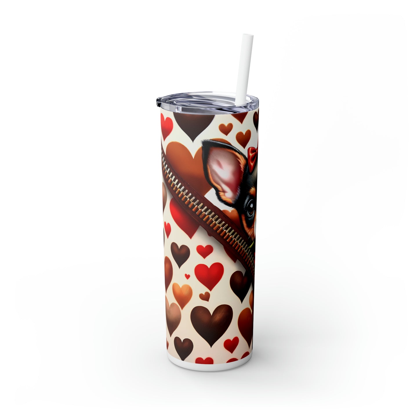 Skinny Tumbler with Straw, 20oz, Dog, Valentines Day, awd-921