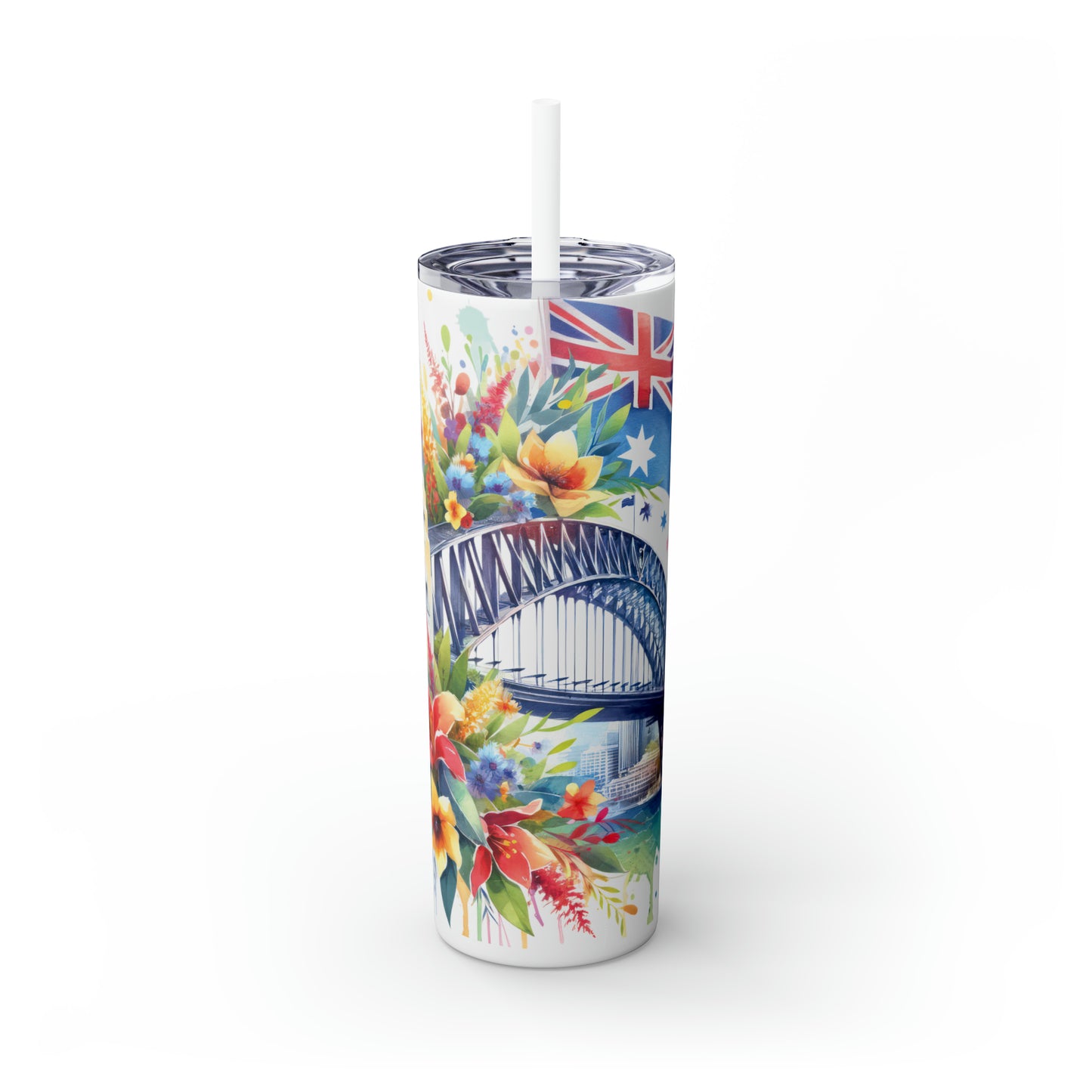 Skinny Tumbler with Straw, 20oz, Australia, Sydney Harbour Bridge