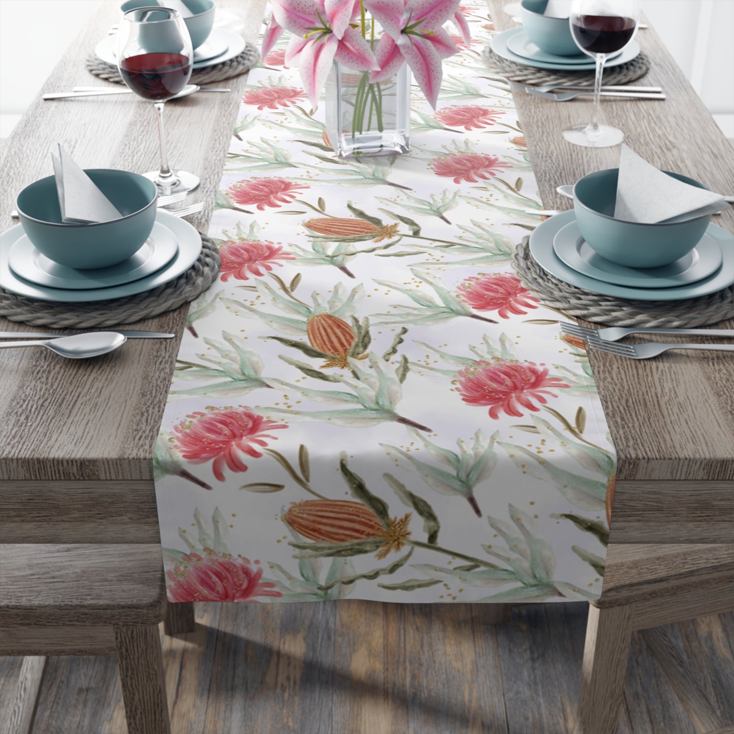 Australian Eucalyptus Table Runner, Cotton Twill and Poly Available