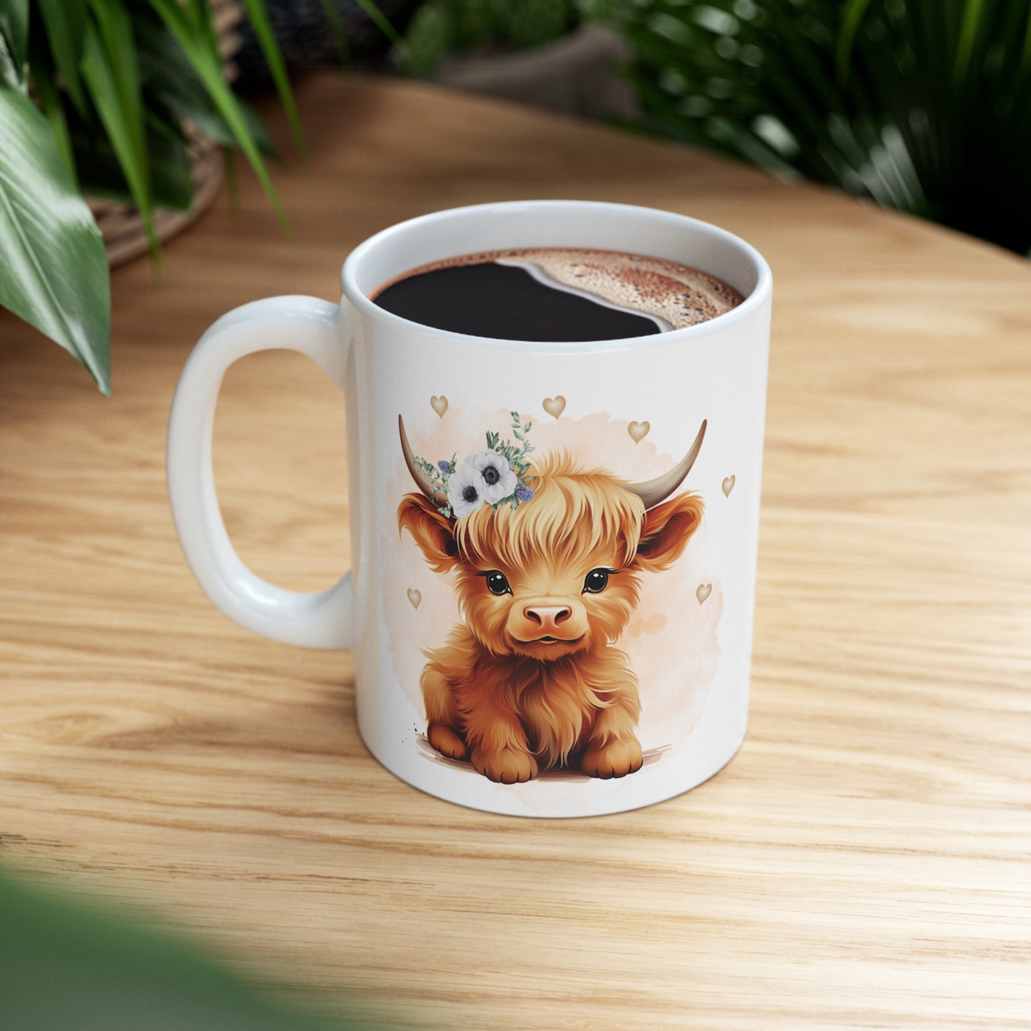 Personalised/Non Personalised Highland Cow, Ceramic Mug 11oz, Highland Cow Mug