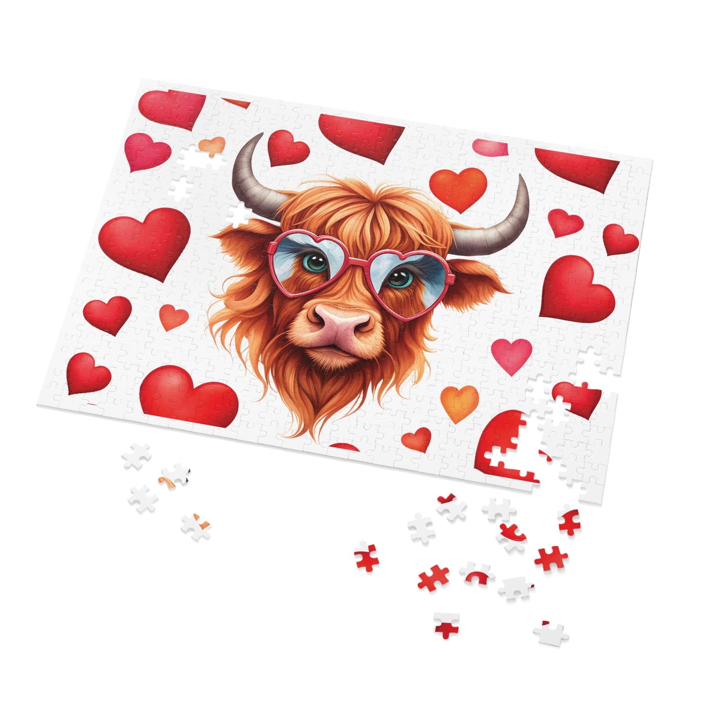 Jigsaw Puzzle, Highland Cow, Personalised/Non-Personalised (30, 110, 252, 500,1000-Piece)