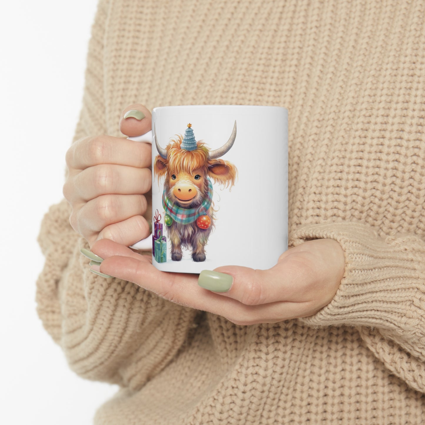 Personalised/Non Personalised Highland Cow, Ceramic Mug 11oz, Highland Cow Mug