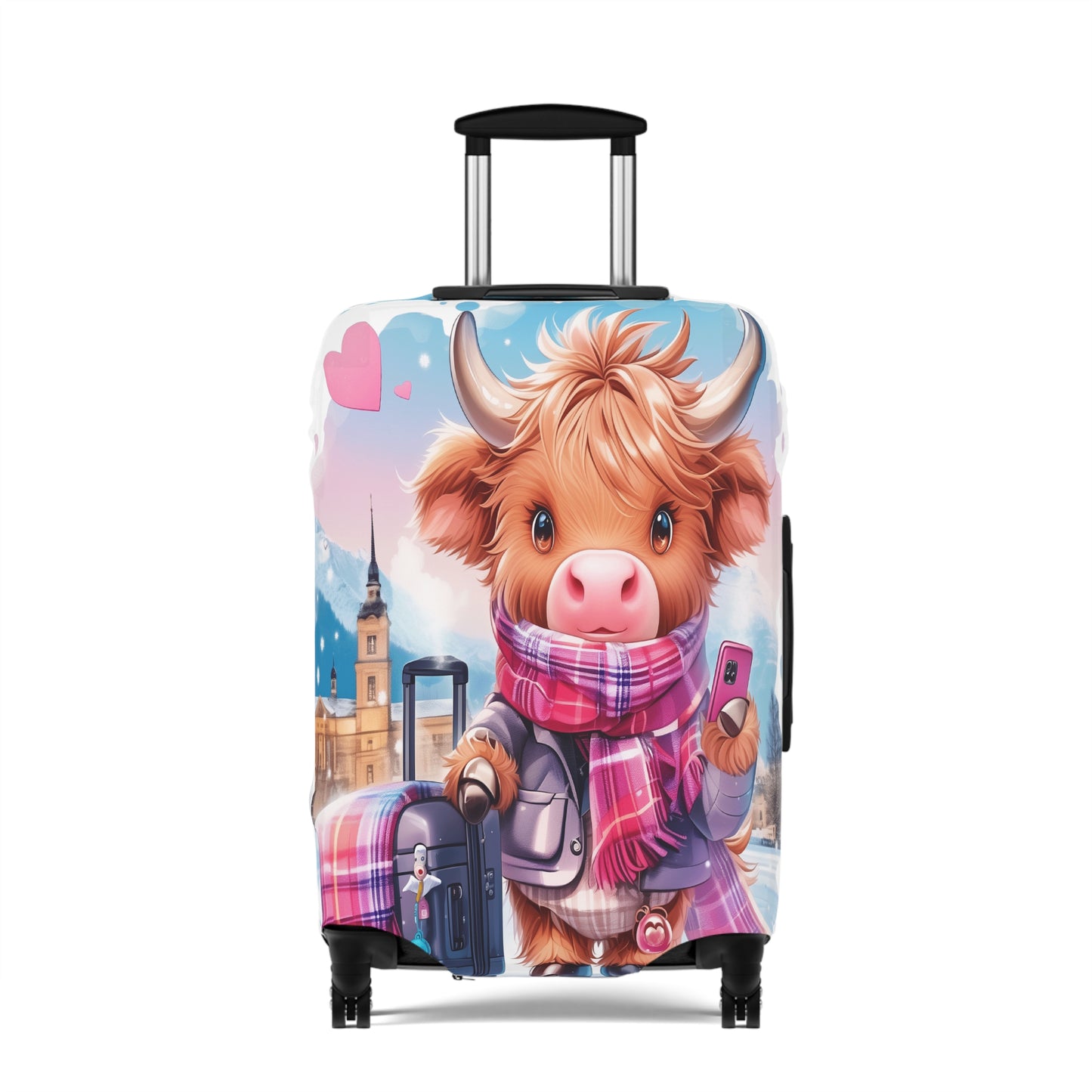 Luggage Cover, Travelling Highland Cow, awd-3023