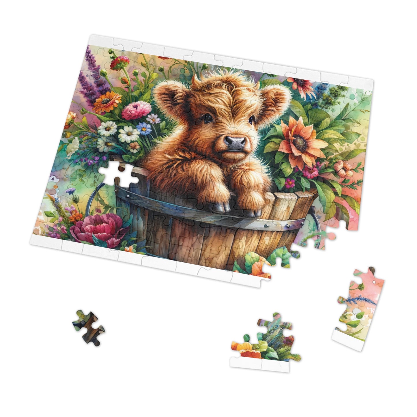 Jigsaw Puzzle, Highland Cow, Personalised/Non-Personalised (30, 110, 252, 500,1000-Piece)