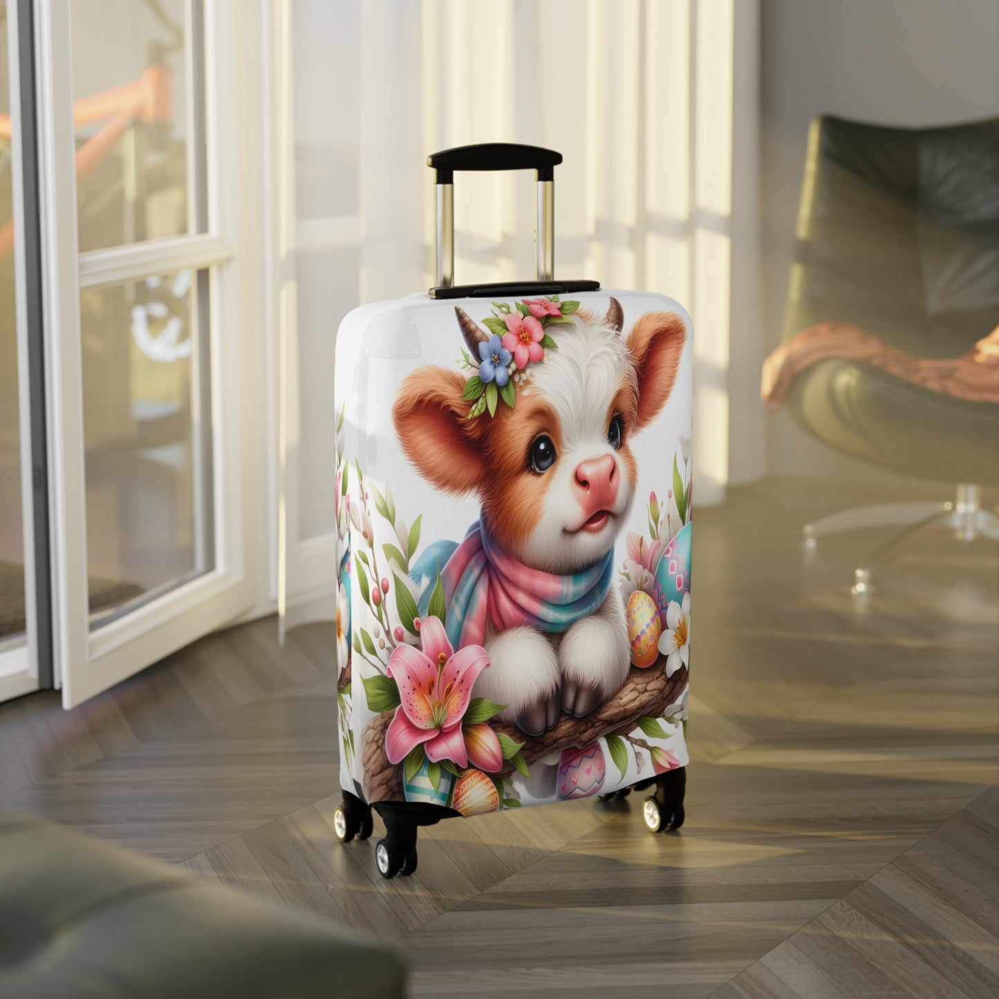 Luggage Cover, Easter, Highland Cow, awd-1632