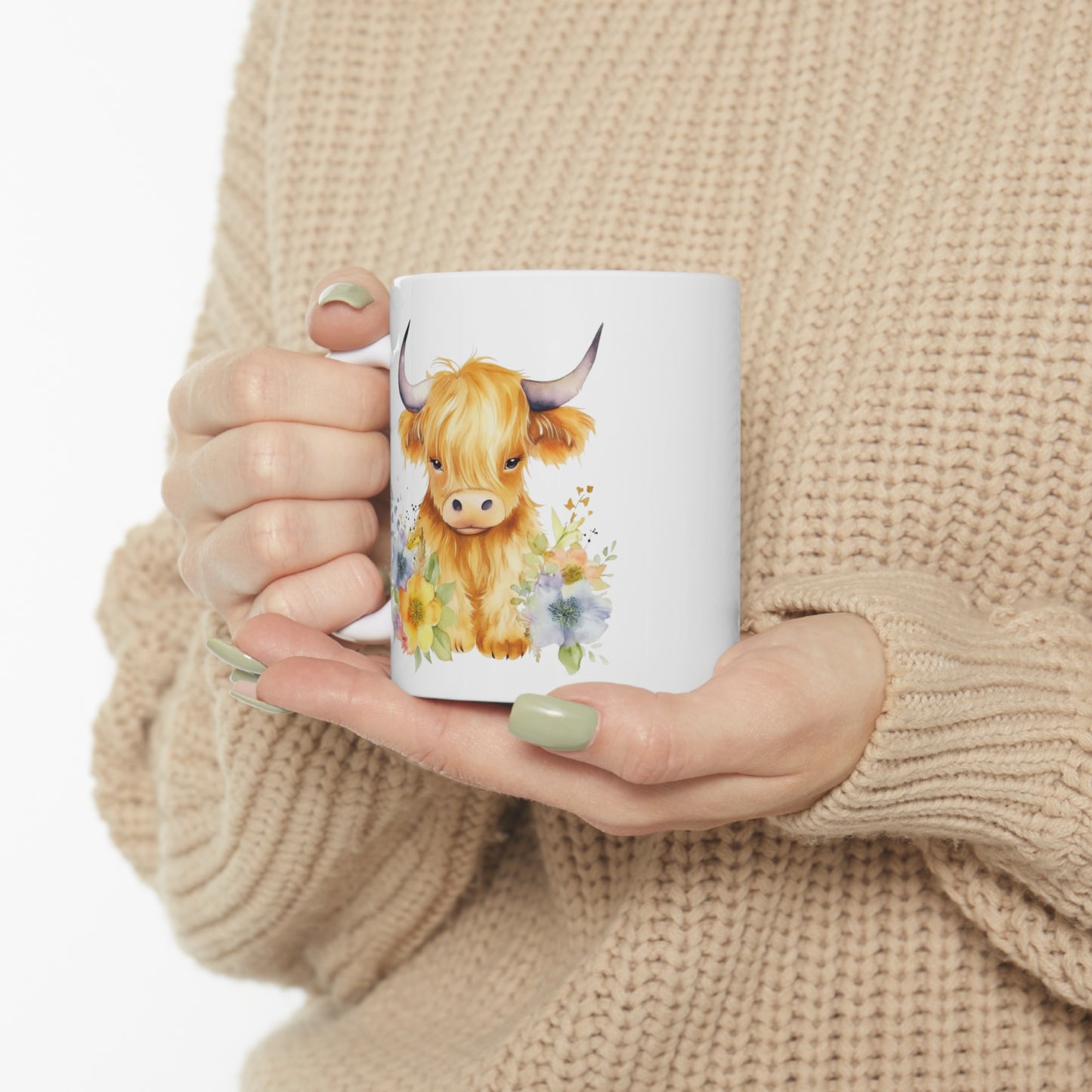 Personalised/Non Personalised Highland Cow, Ceramic Mug 11oz, Highland Cow Mug