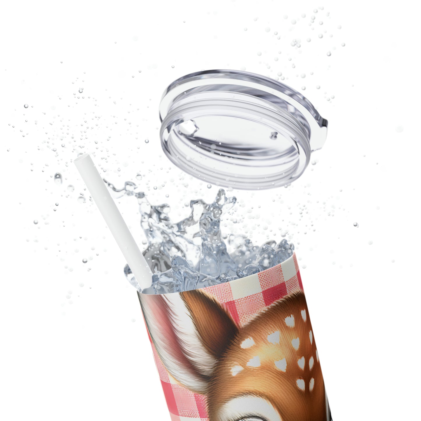 Skinny Tumbler with Straw, 20oz, Deer, Valentines Day, awd-802