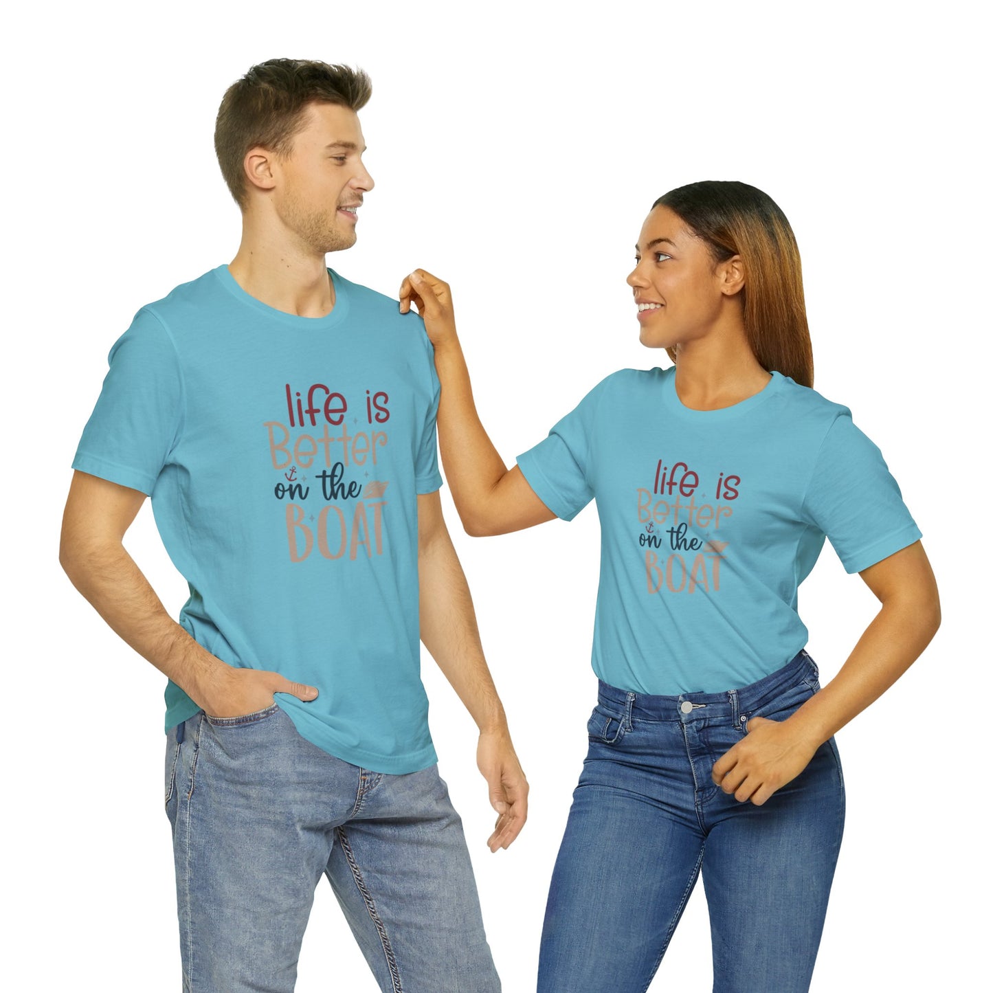 Unisex Adults Jersey Short Sleeve Tee, Cruise Tee, Life is Better on a Boat, 100% Cotton, Light Fabric 142 g/m²