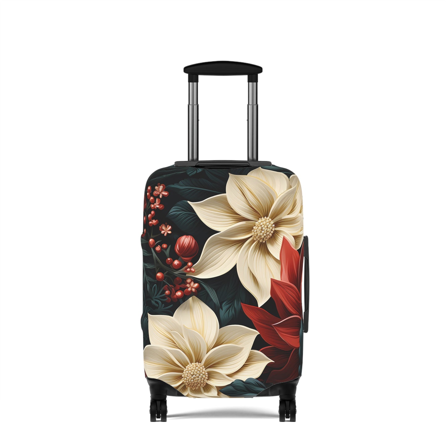 Luggage Cover, Red and Cream Poinsettia